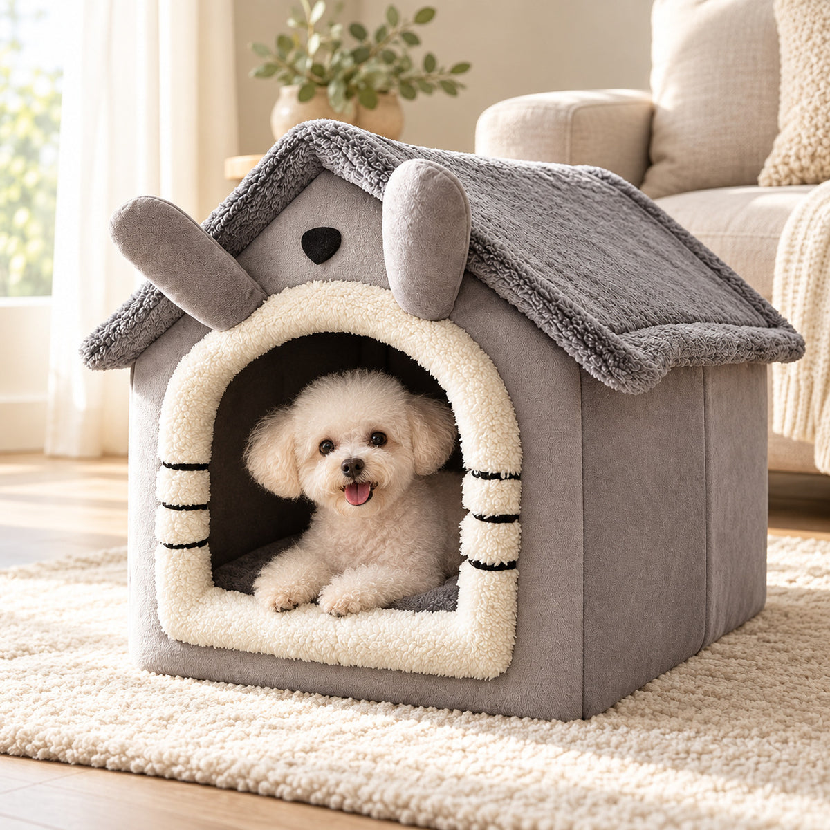 Snuggle Cottage — Plush Pet House Bed