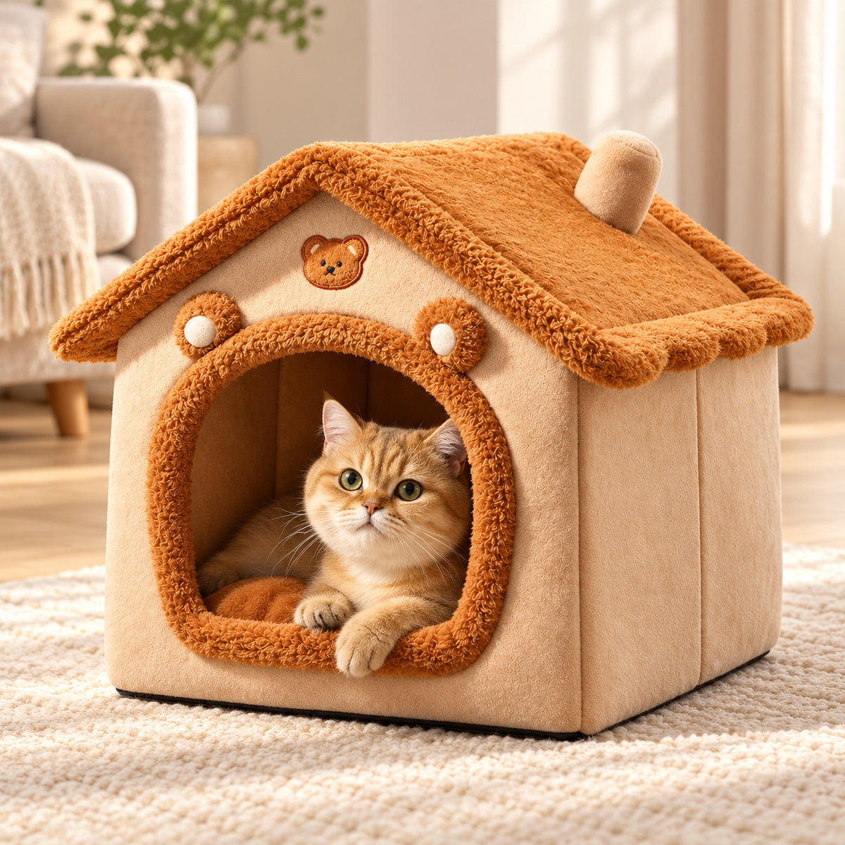 Snuggle Cottage — Plush Pet House Bed
